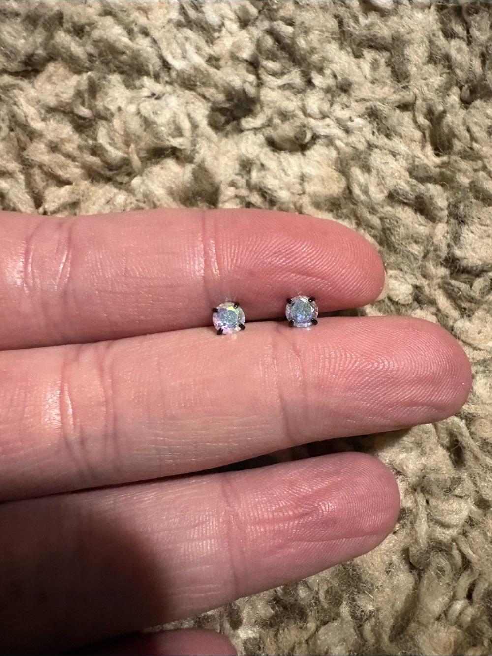 Classic Round Crystal Stud Earrings - Iridescent